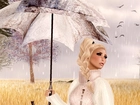 Kobieta, Parasol, Deszcz, Grafika