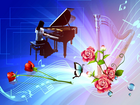 Fortepian, Harfa, Kwiaty