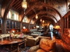 Wnętrze, Mała, Biblioteka, Hearst Castel, Kalifornia