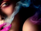 Kobieta, Makijaż, Dym