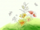 Różne, Kwiatki, Motyle, Rysunek