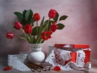 Wazon, Czerwone, Tulipany