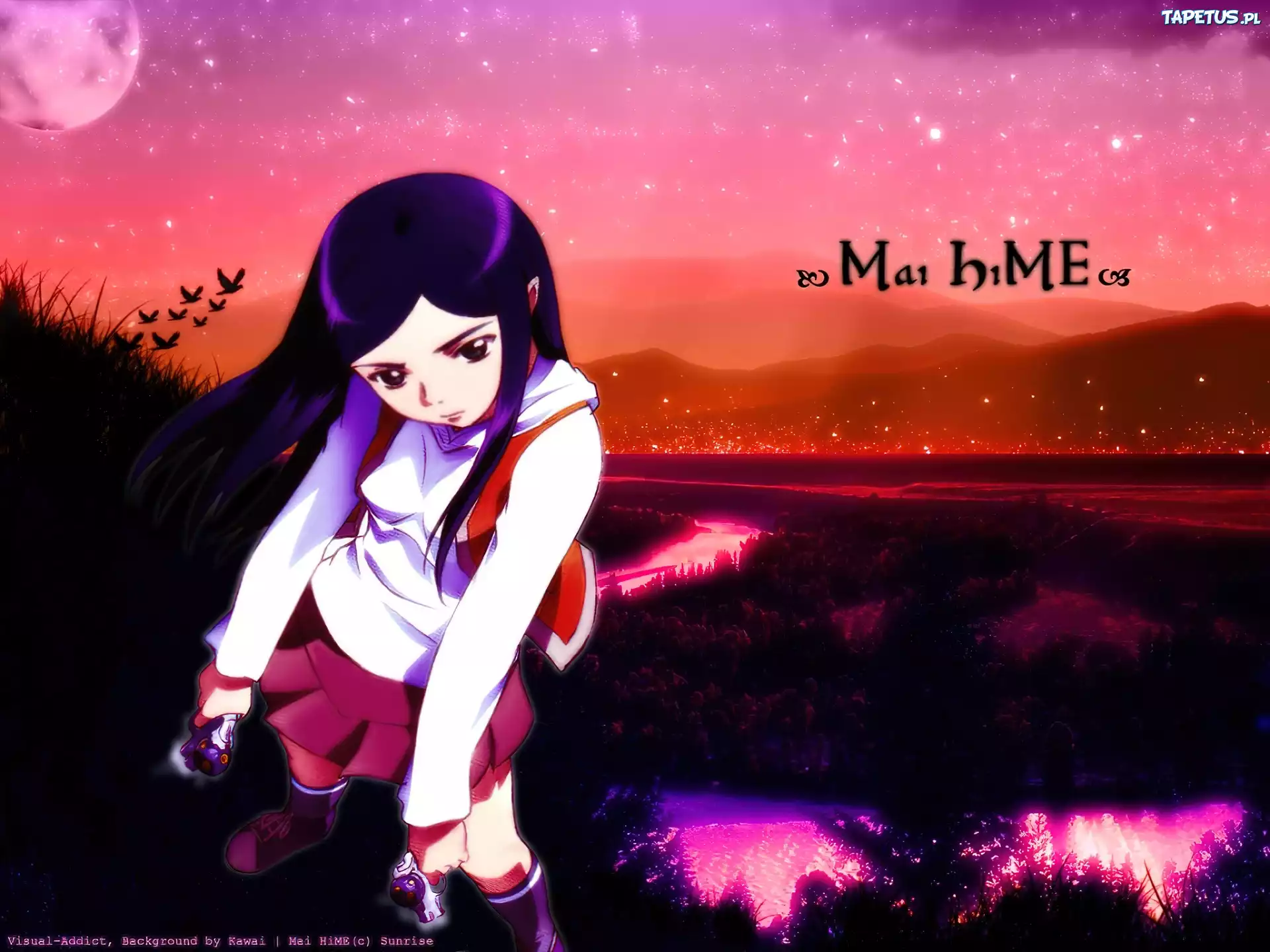 Mai Hime, kobieta, staw, ptaki