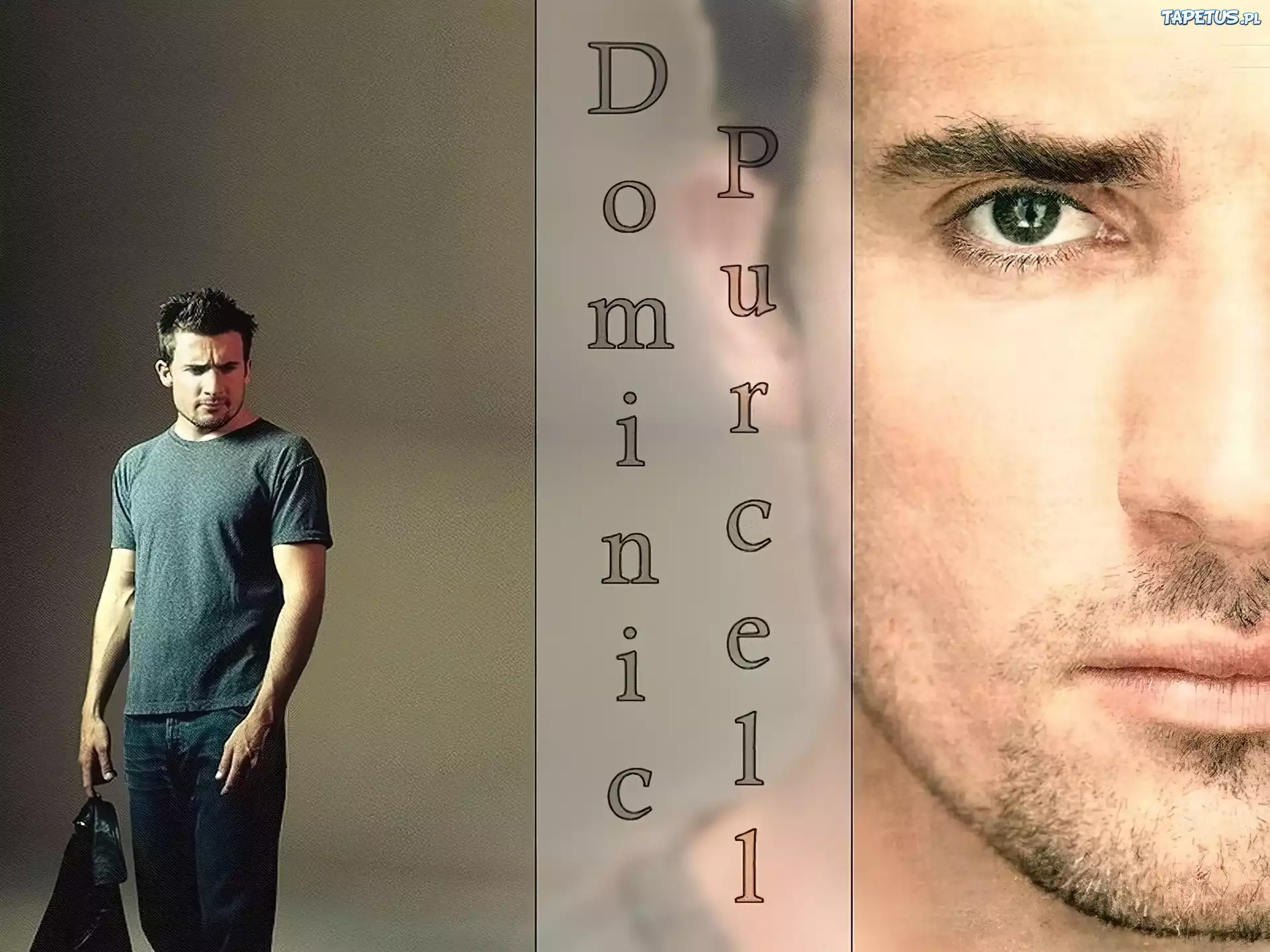 Dominic Purcell,twarz, jeansy