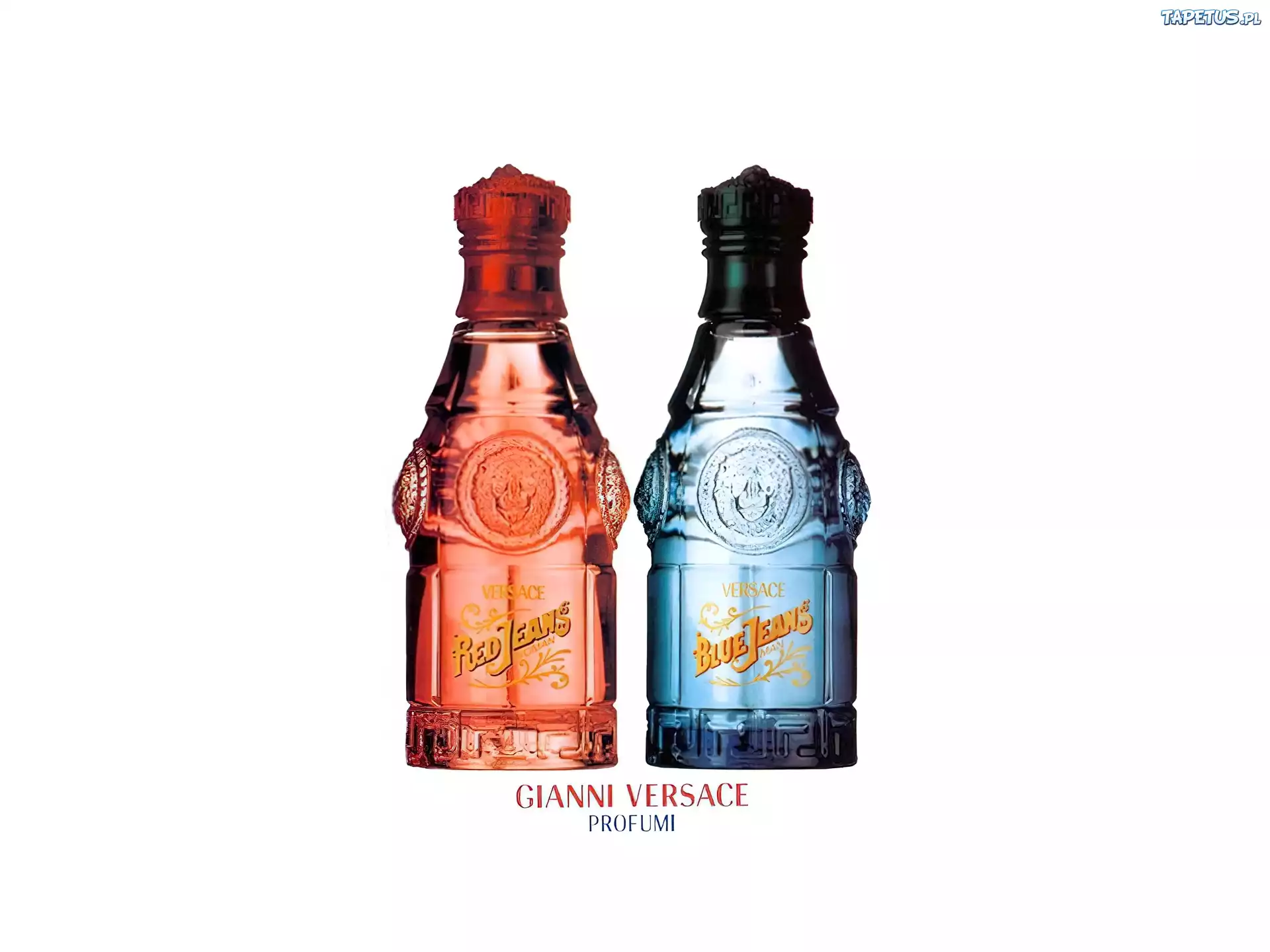 Versace, flakony, perfumy, red, blue