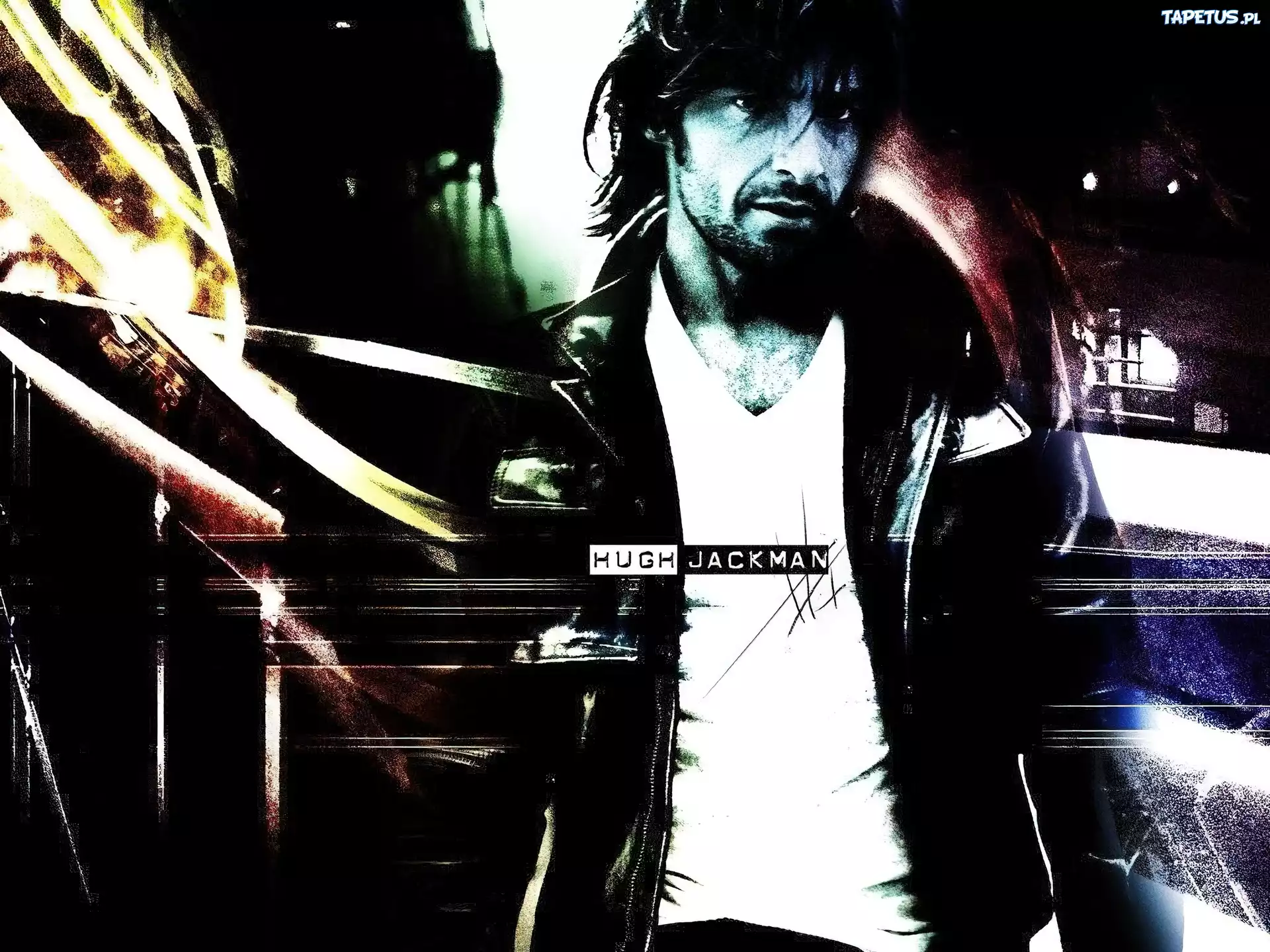 Hugh Jackman,czarna kurtka