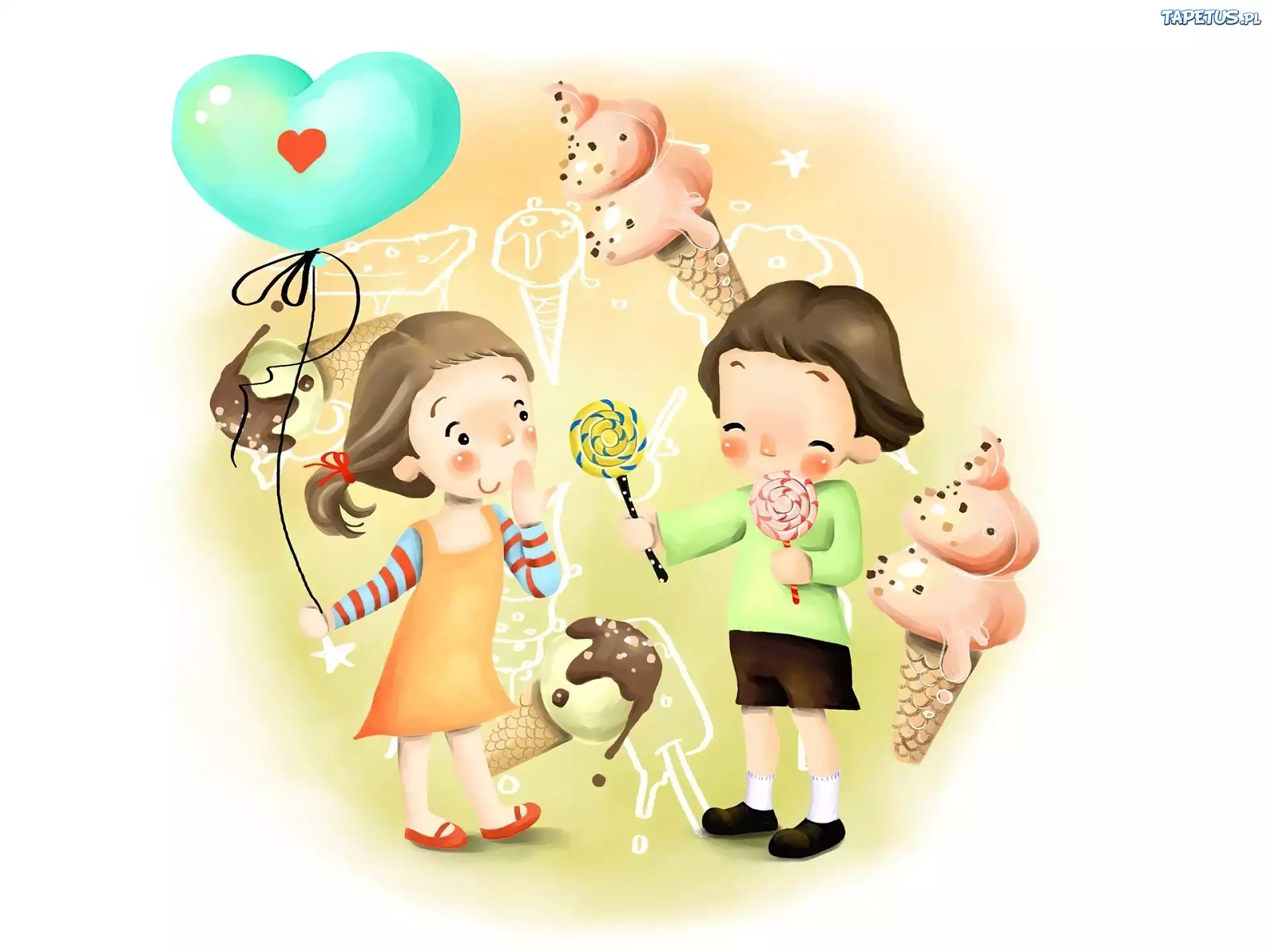 Dzieci, Balon, Lody