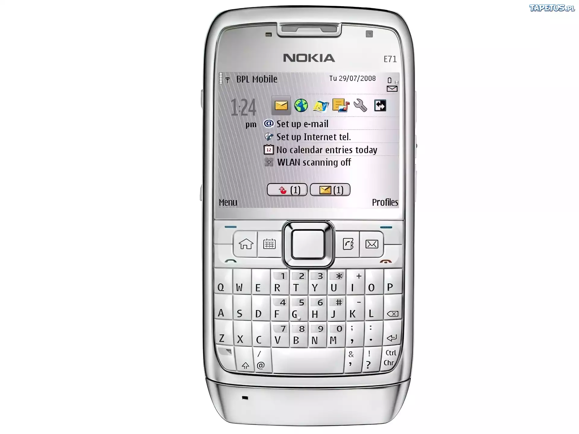 Nokia E71, Srebrny, Ekran