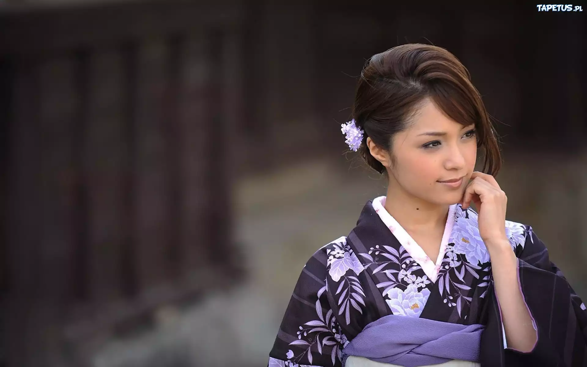 Kobieta, Kimono, Fiolet, Nostalgia