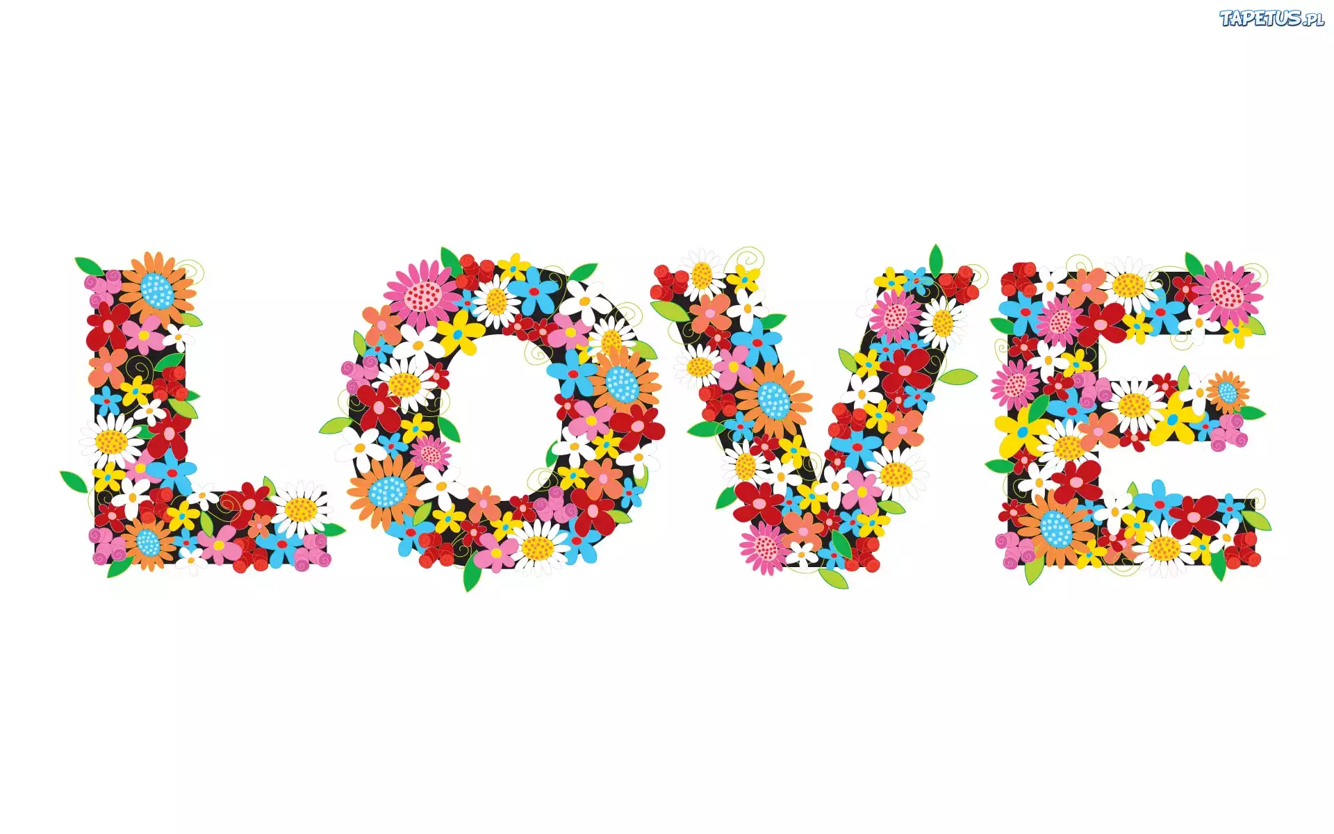 Kwiatuszki, Napis, Love