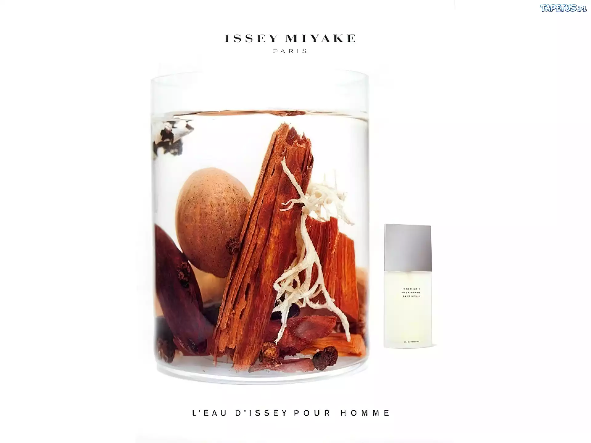 Issey Miyake, szklanka, przyprawy, flakon, perfumy