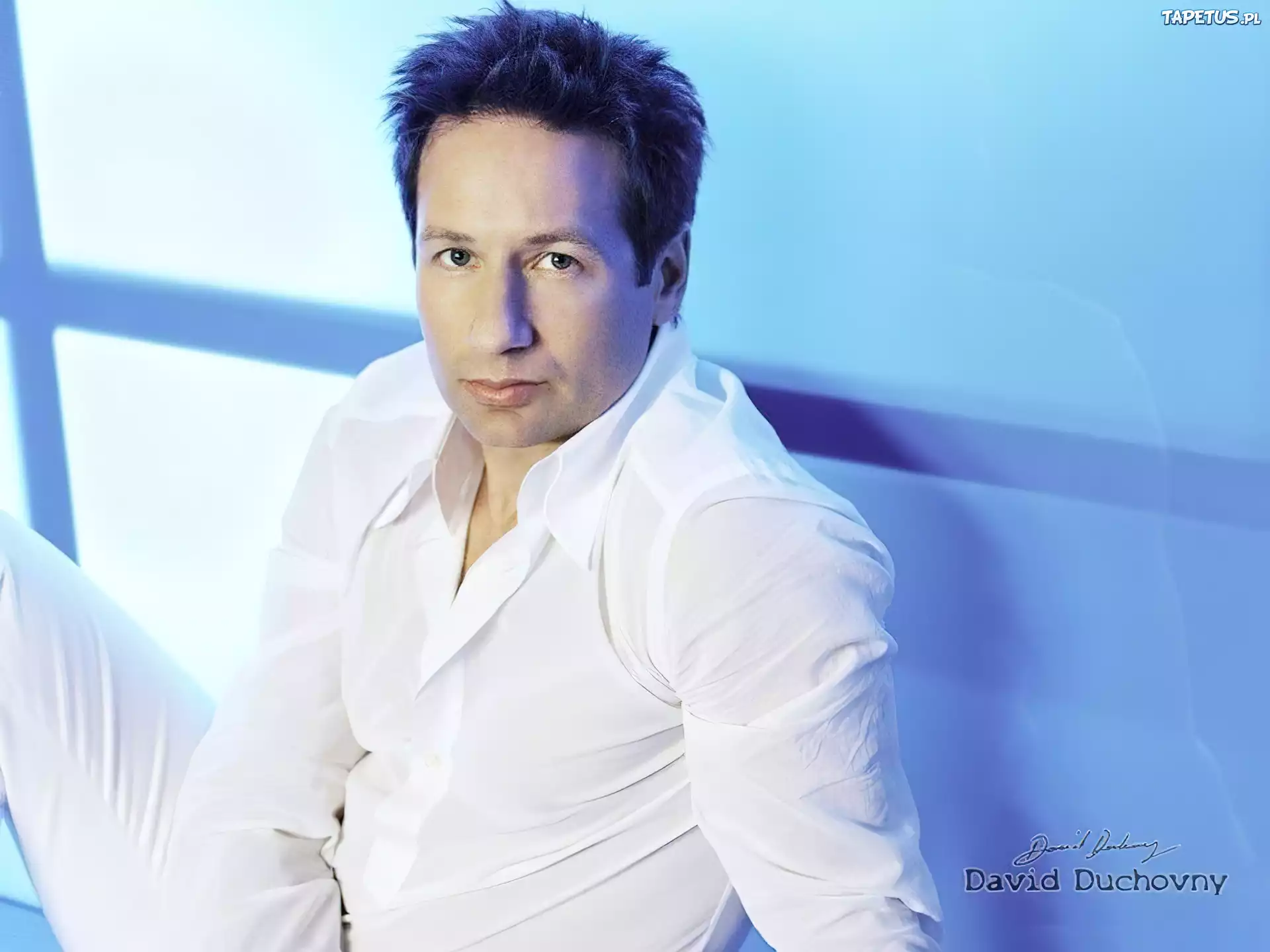 David Duchovny,biała koszula