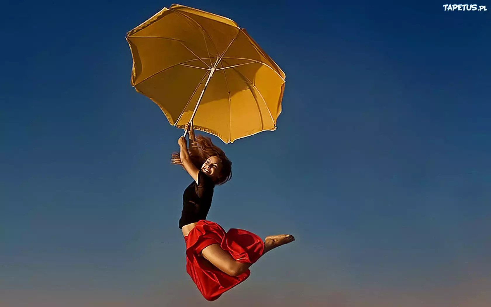 Kobieta, Żółty, Parasol