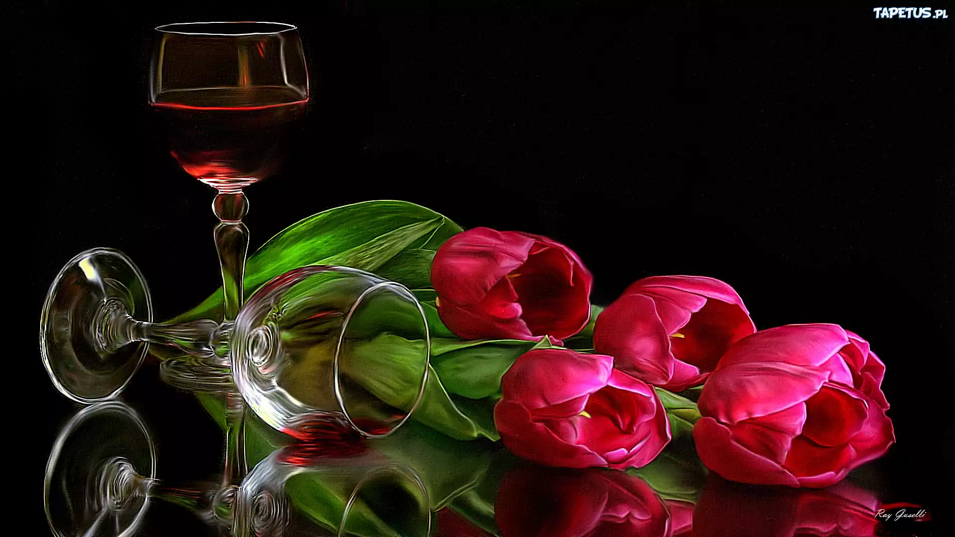 Tulipany, Wino, Kieliszki