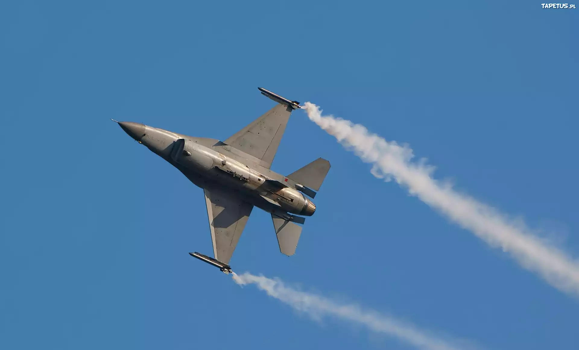 Myśliwiec, F16, Smugi, Niebo