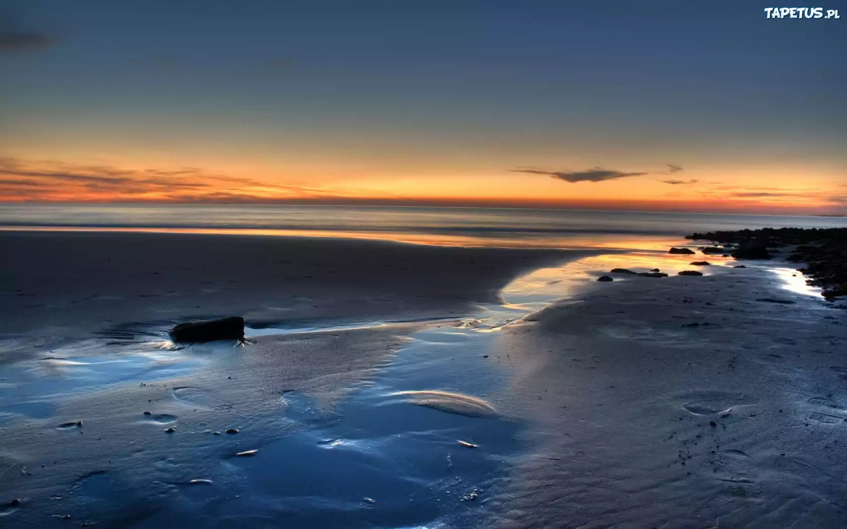 Plaża, Zachód, Słońca