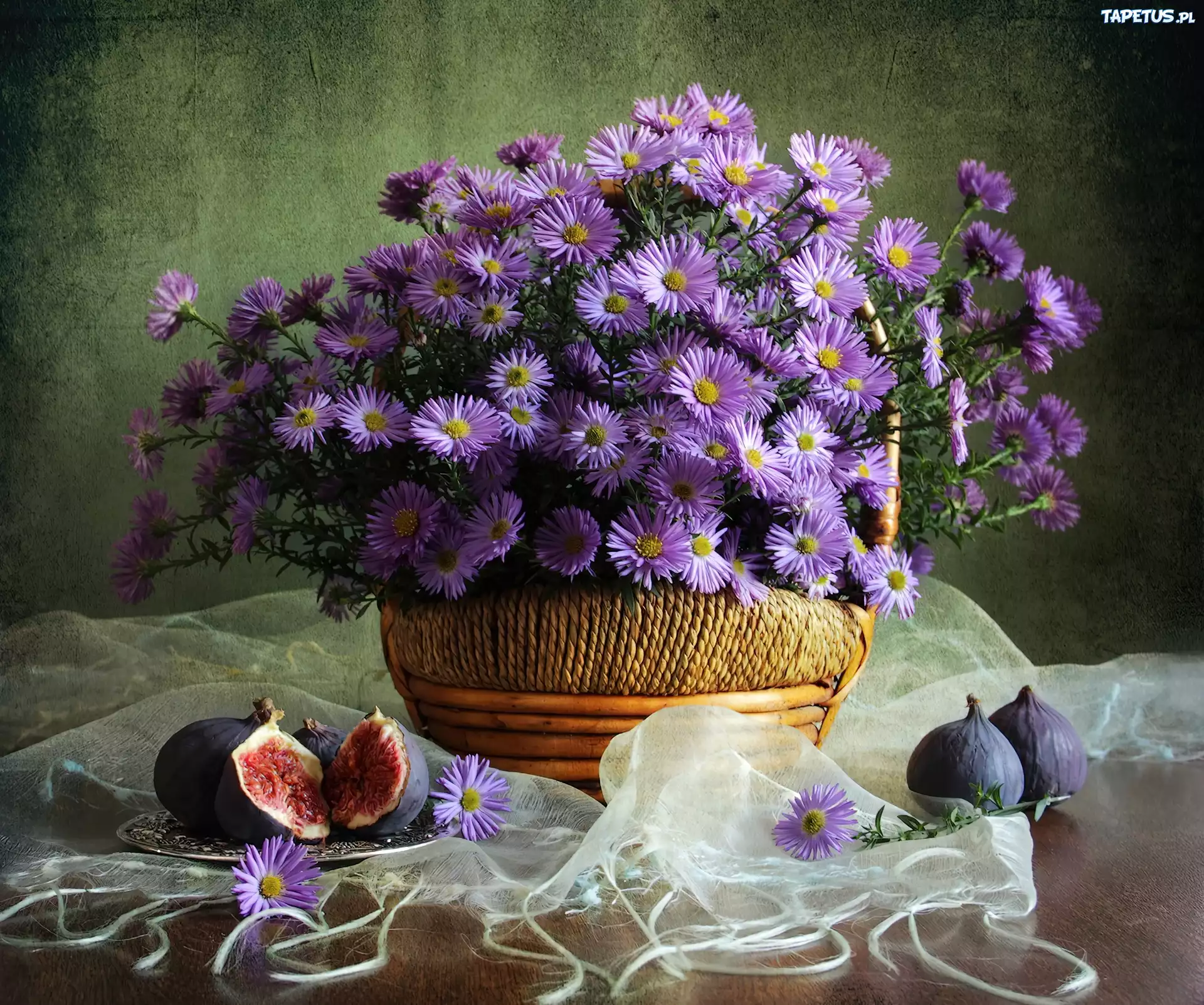 Fioletowe, Kwiaty, Astry, Koszyk
