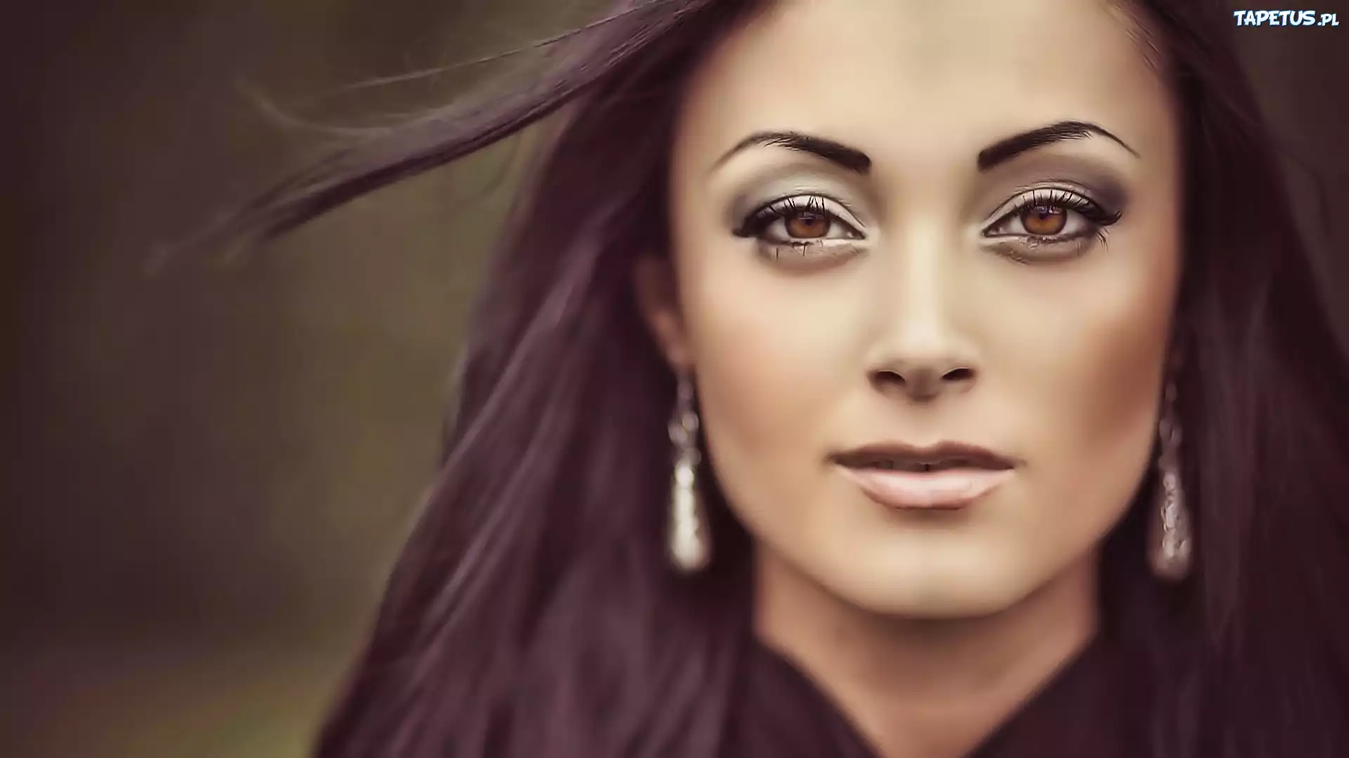 Kobieta, Portret, Brązowe, Oczy