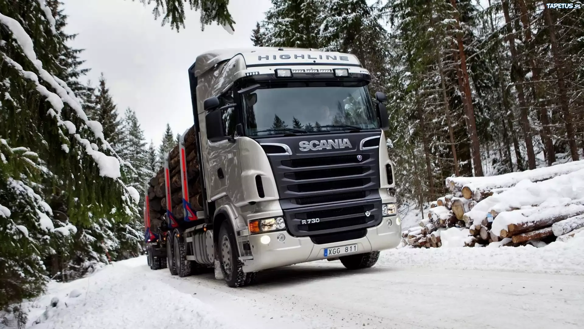 Scania R730, Ciężarówka, Drewno, Śnieg
