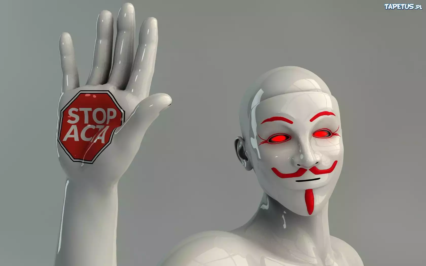 Stop, ACTA, Grafika, Postać