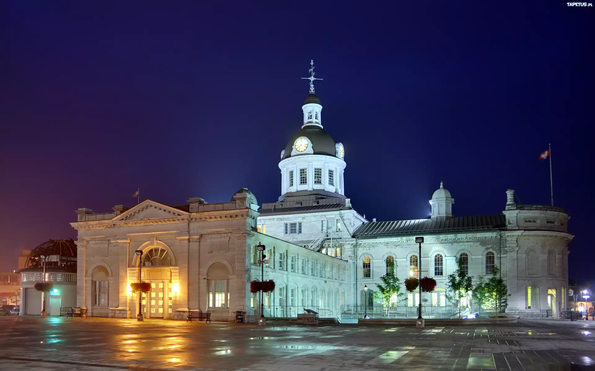 Ratusz, Noc, Oświetlenie, Kingston