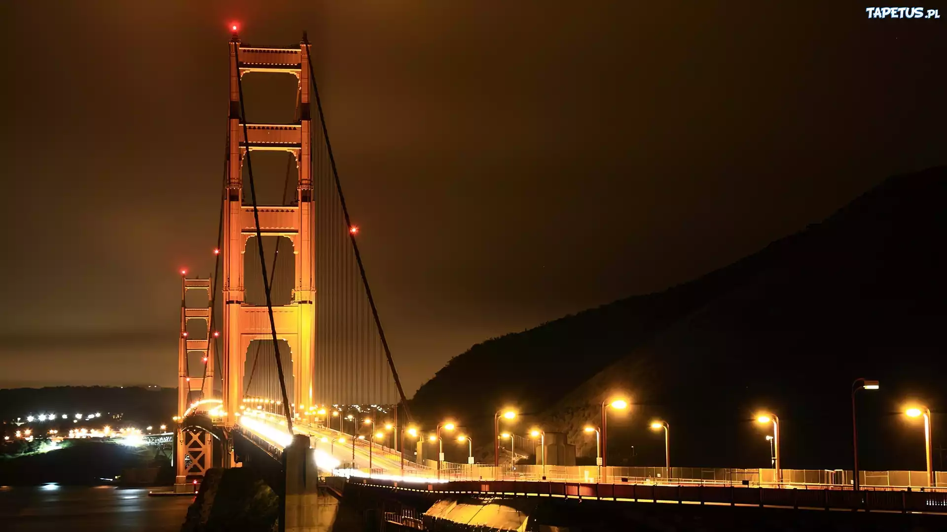 Most, Golden Gate, Noc, Droga, Miasto, Światła