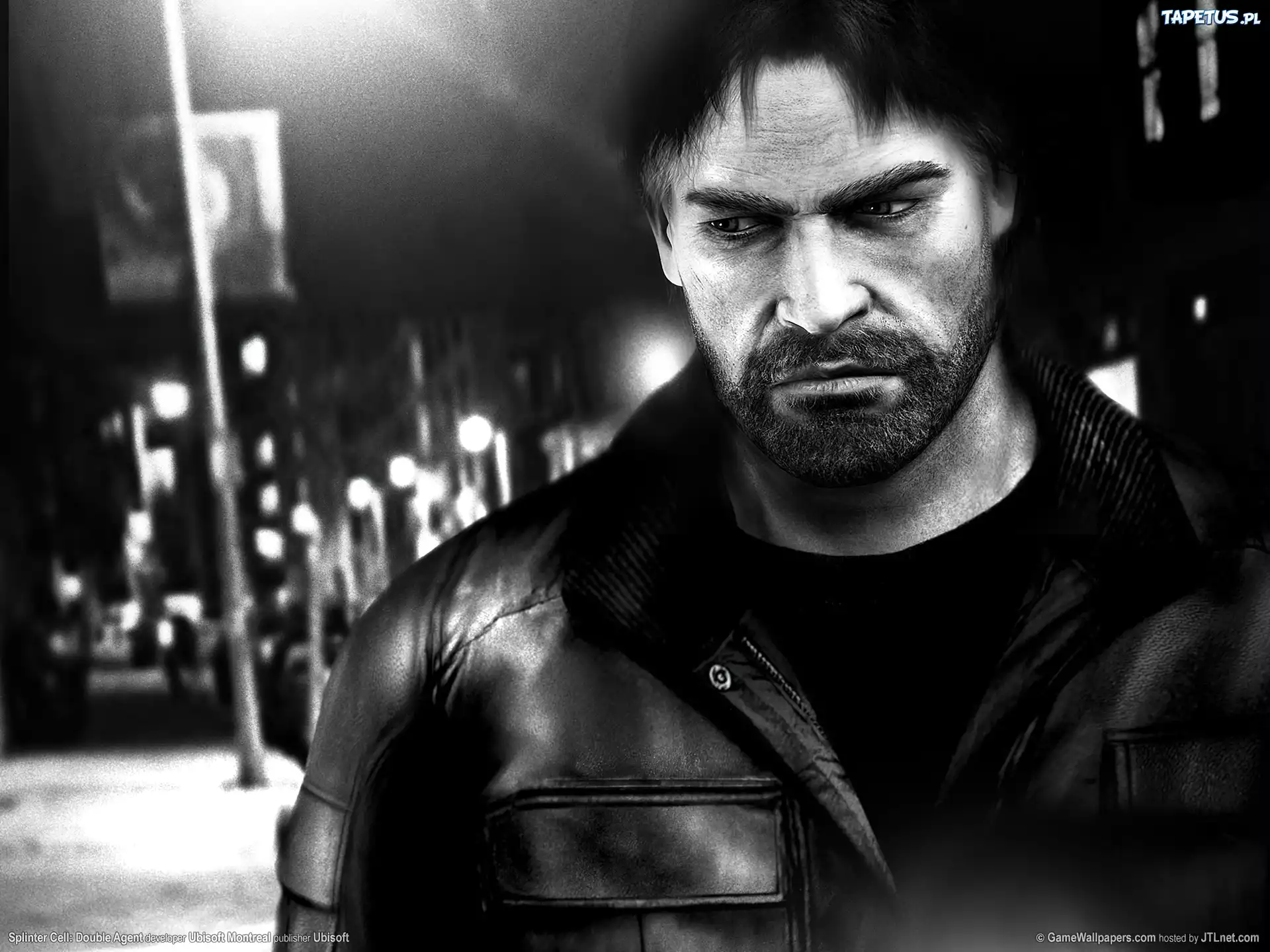 mężczyzna, broda, kurtka, skórzana, Splinter Cell Double Agent