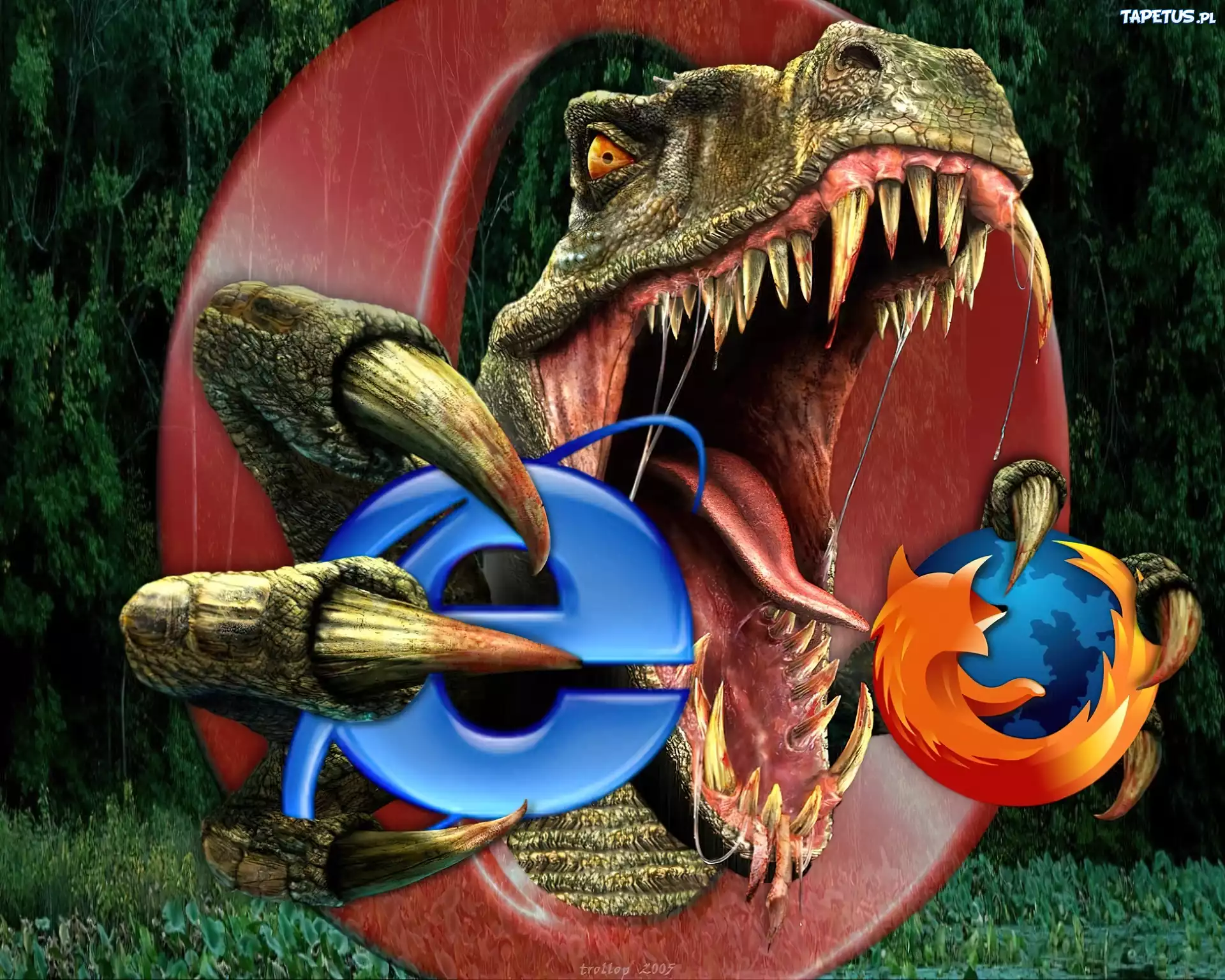 Dinozaur, FireFox, Internet Explorer, Opera