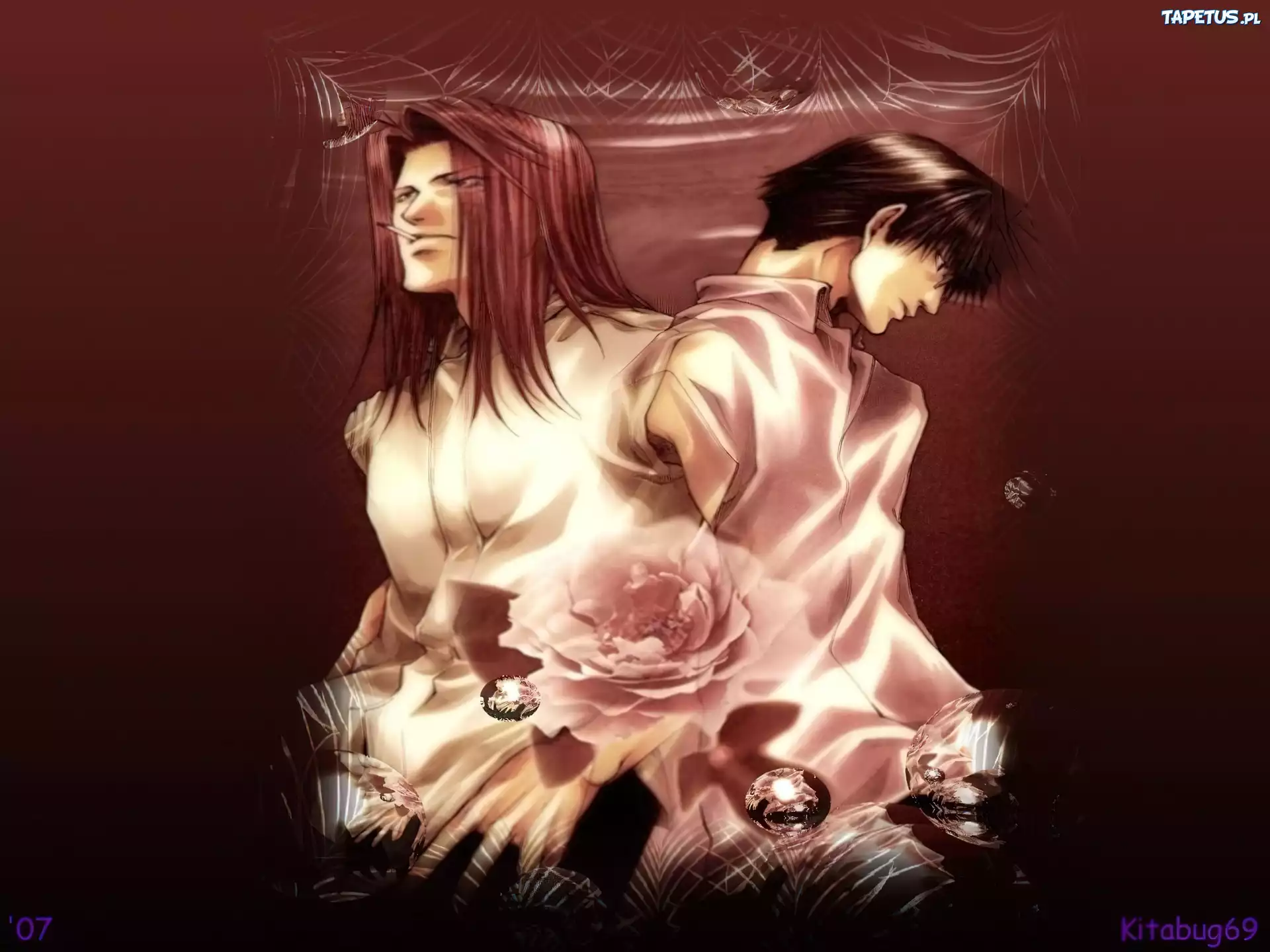 Saiyuki, kropla, róża, ludzie