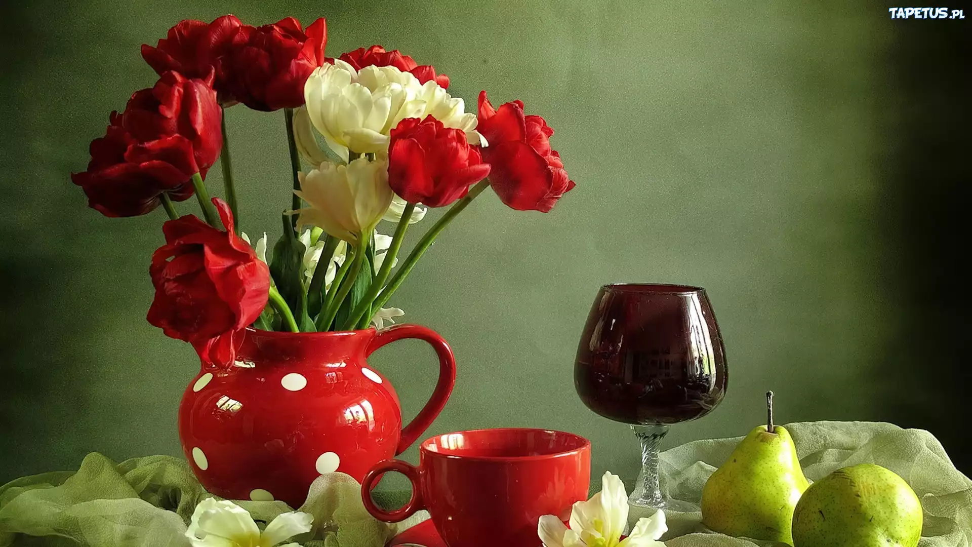 Tulipany, Kieliszek, Porcelana, Gruszki