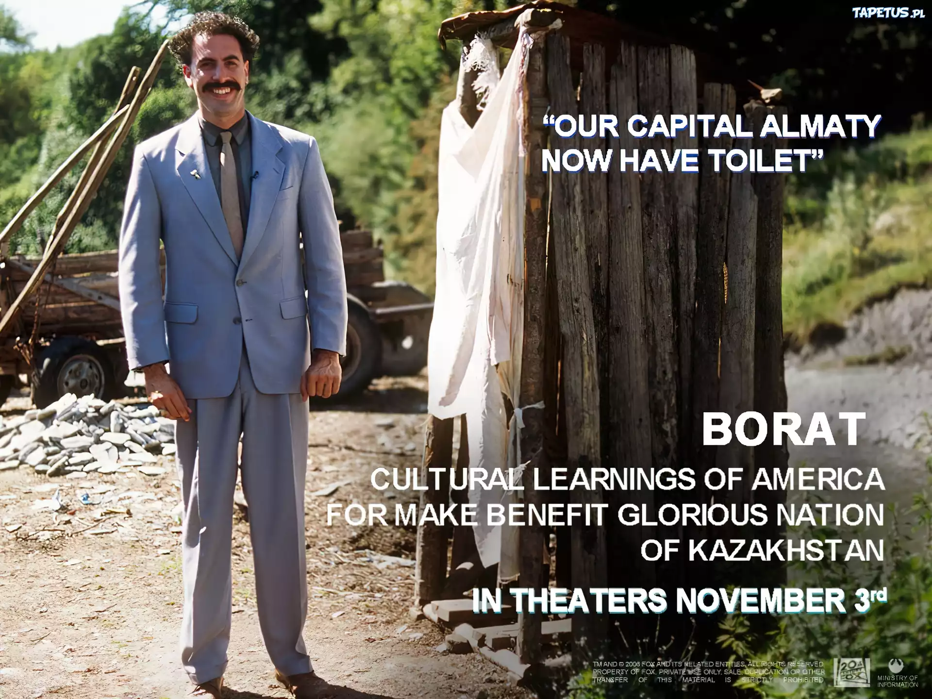 Borat, Sacha Baron Cohen, garnitur, toaleta