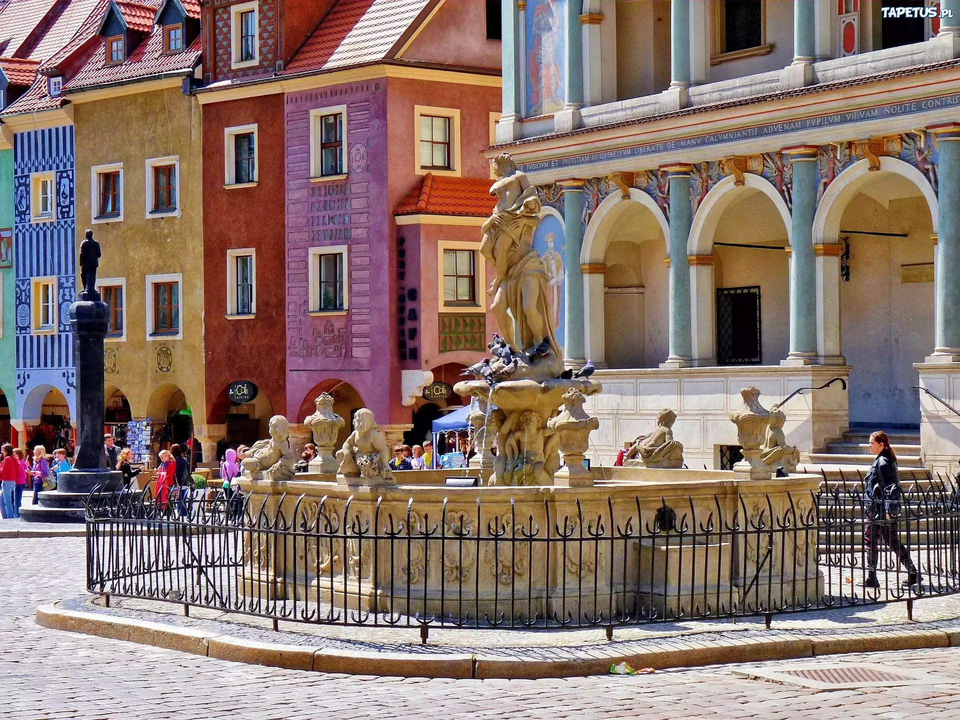 Fontanna, Kamieniczki, Stary, Rynek, Poznań