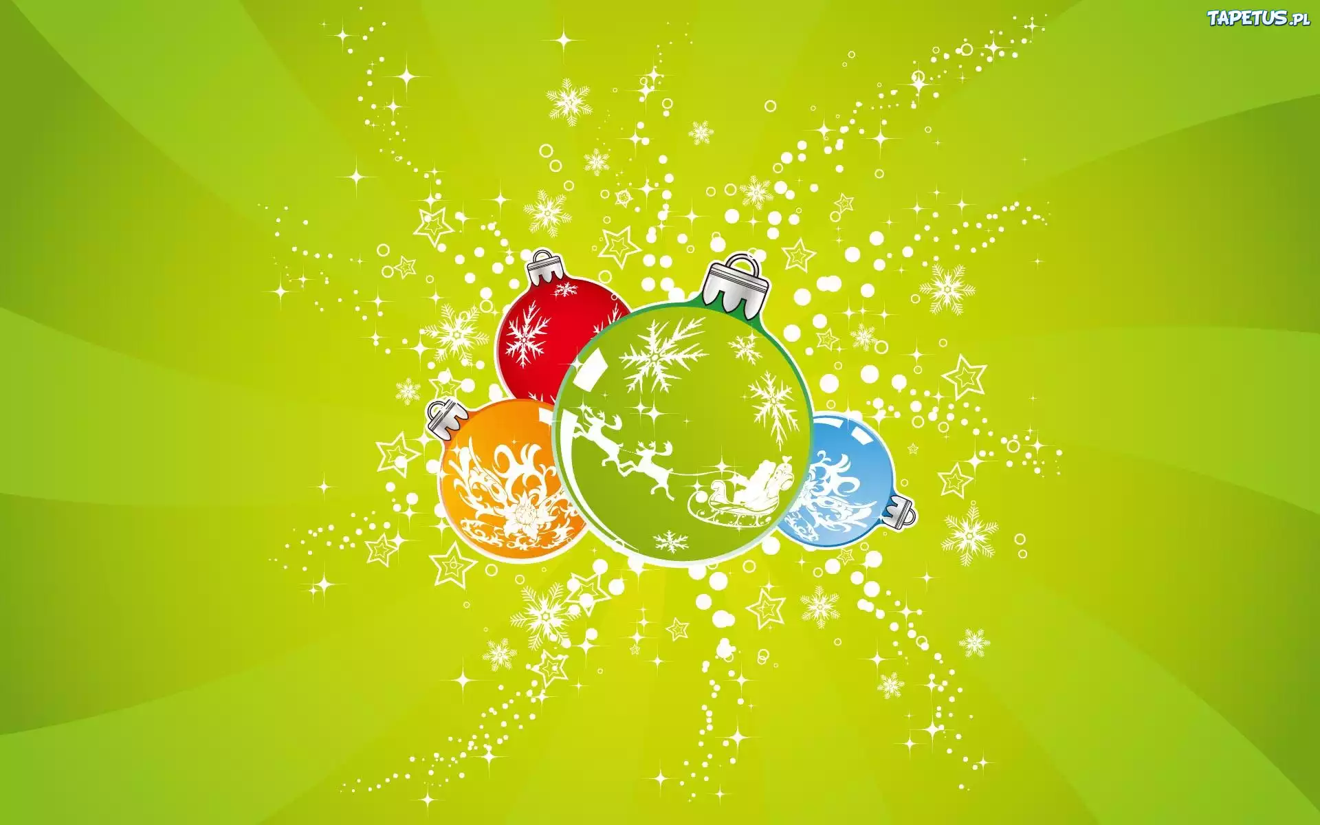 Święta, Bombki, Zielone, Tło