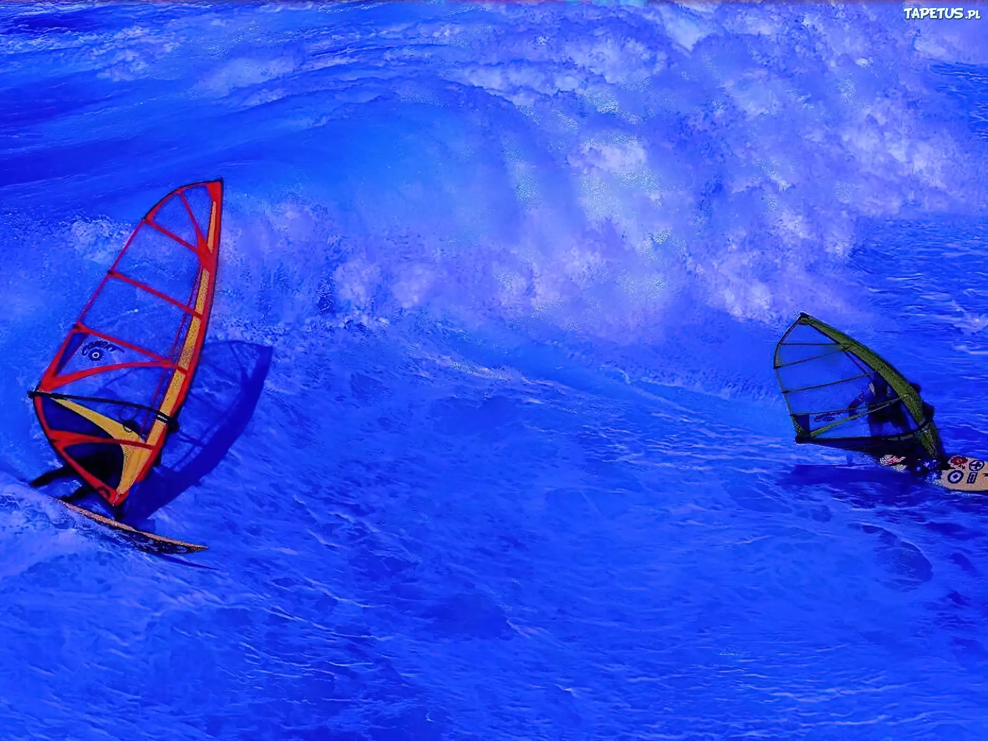 Windsurfing,dwaj surferzy