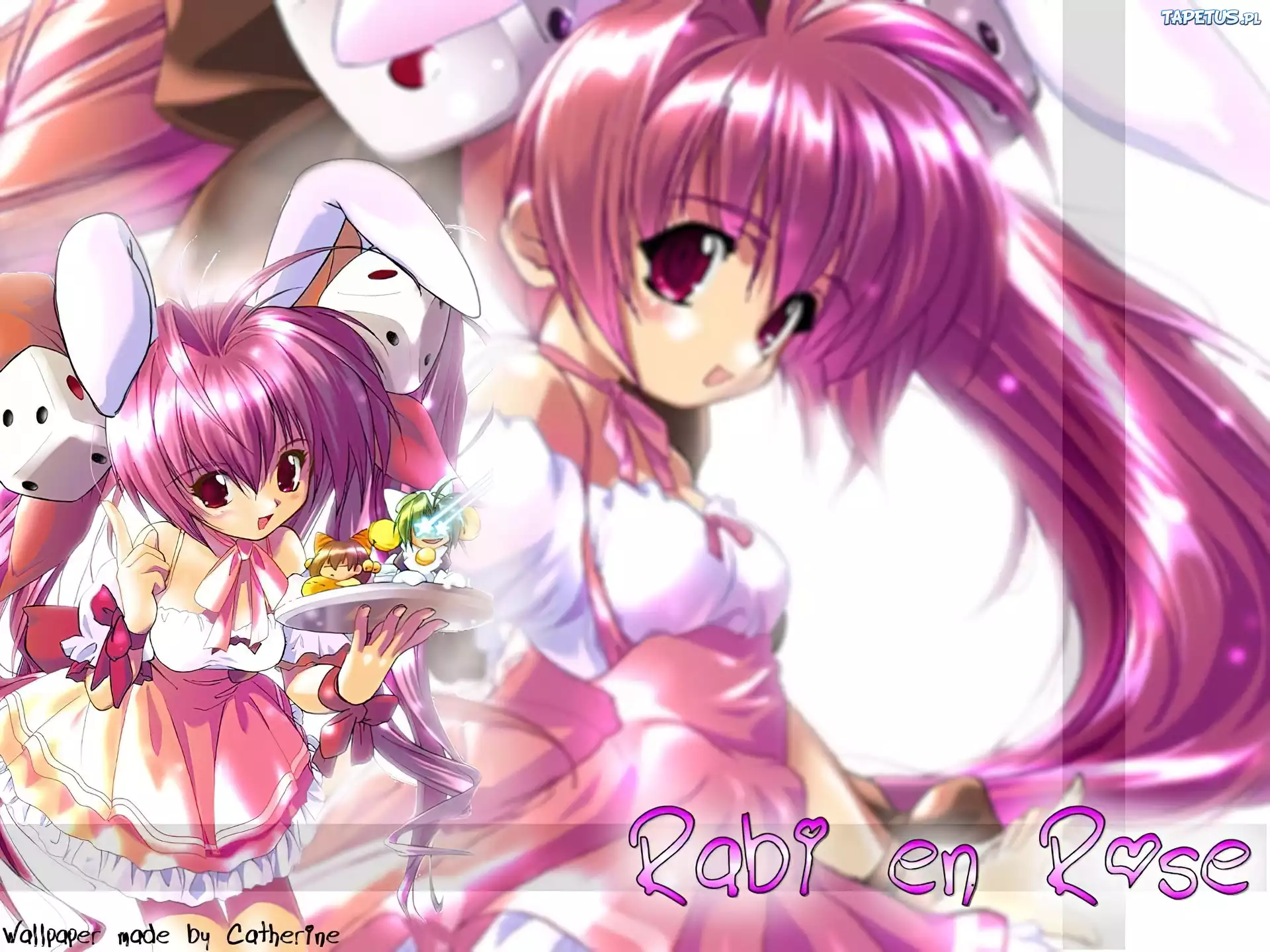 Digi Charat, kostka, uszy, taca, dziewczynki