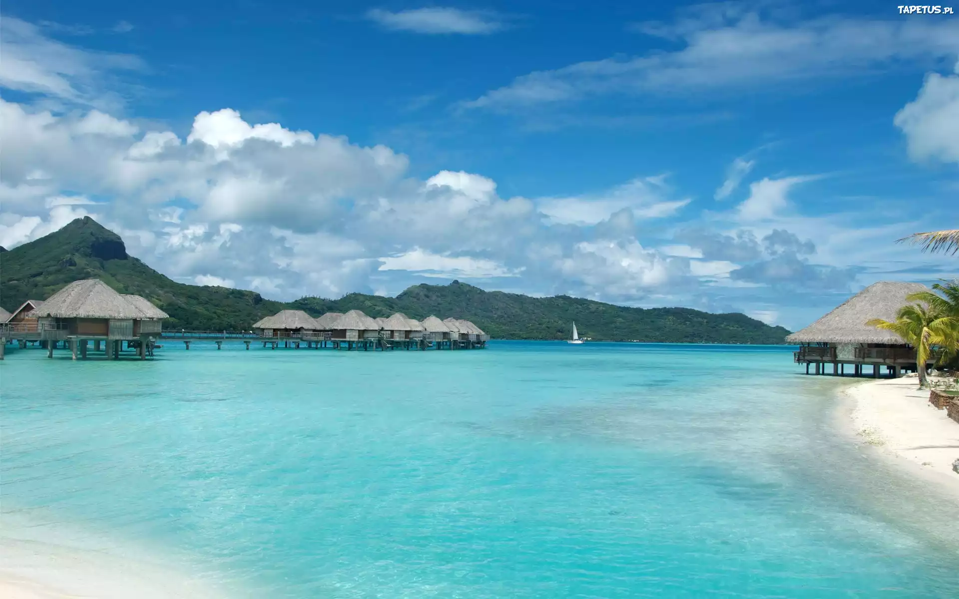 Wyspa, Bora Bora, Domki, Lazurowa, Woda