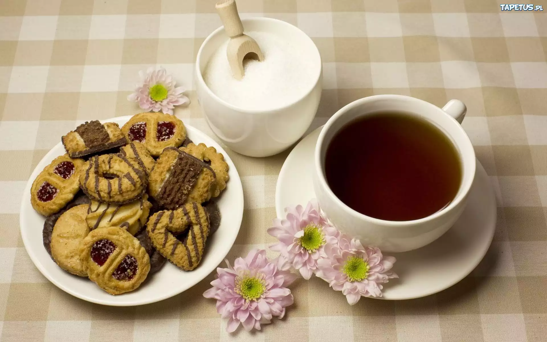 Herbata, Ciastka, Cukiernica, Kwiaty