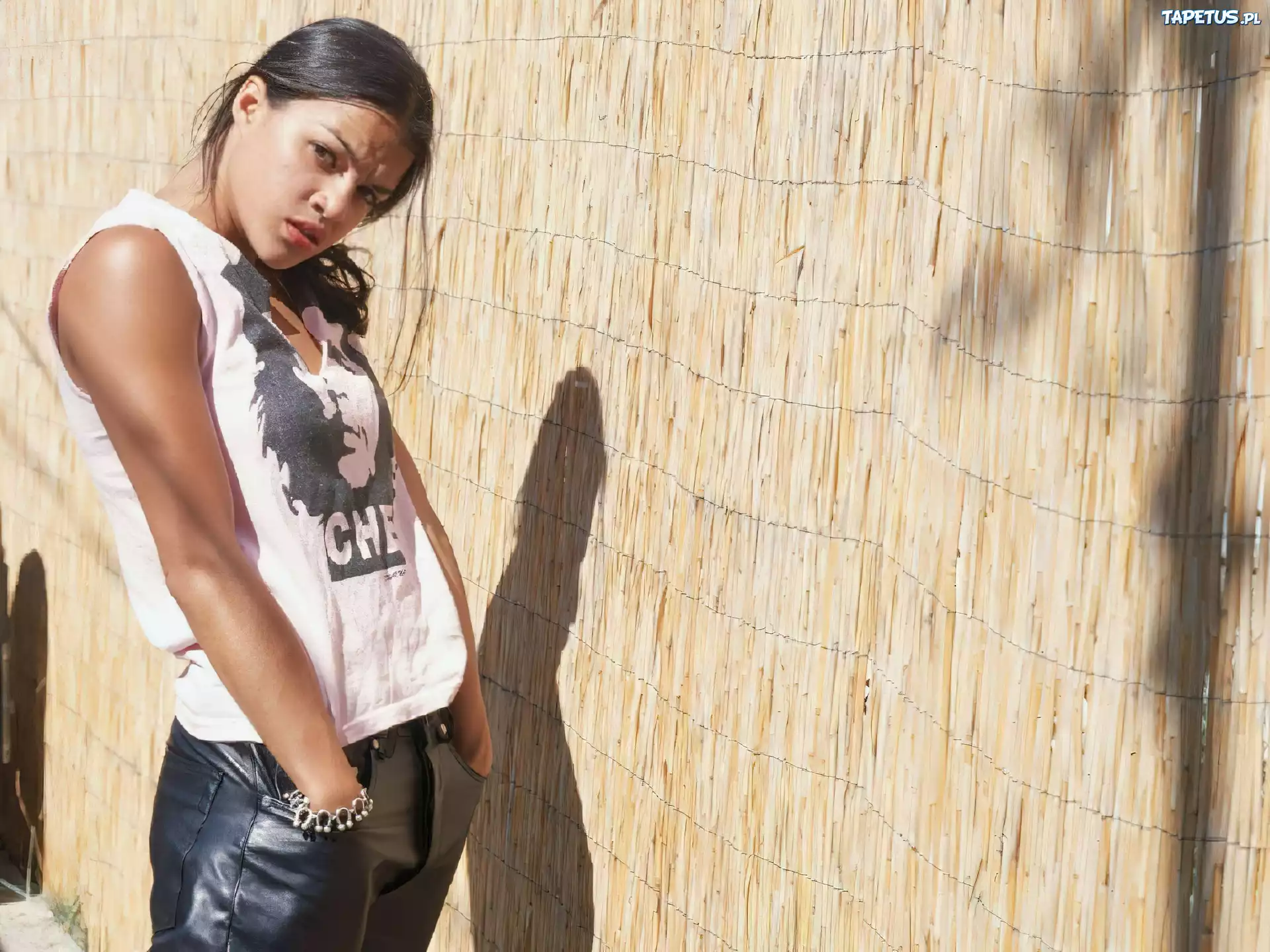 Michelle Rodriguez, Czarne, Skórzane, Spodnie