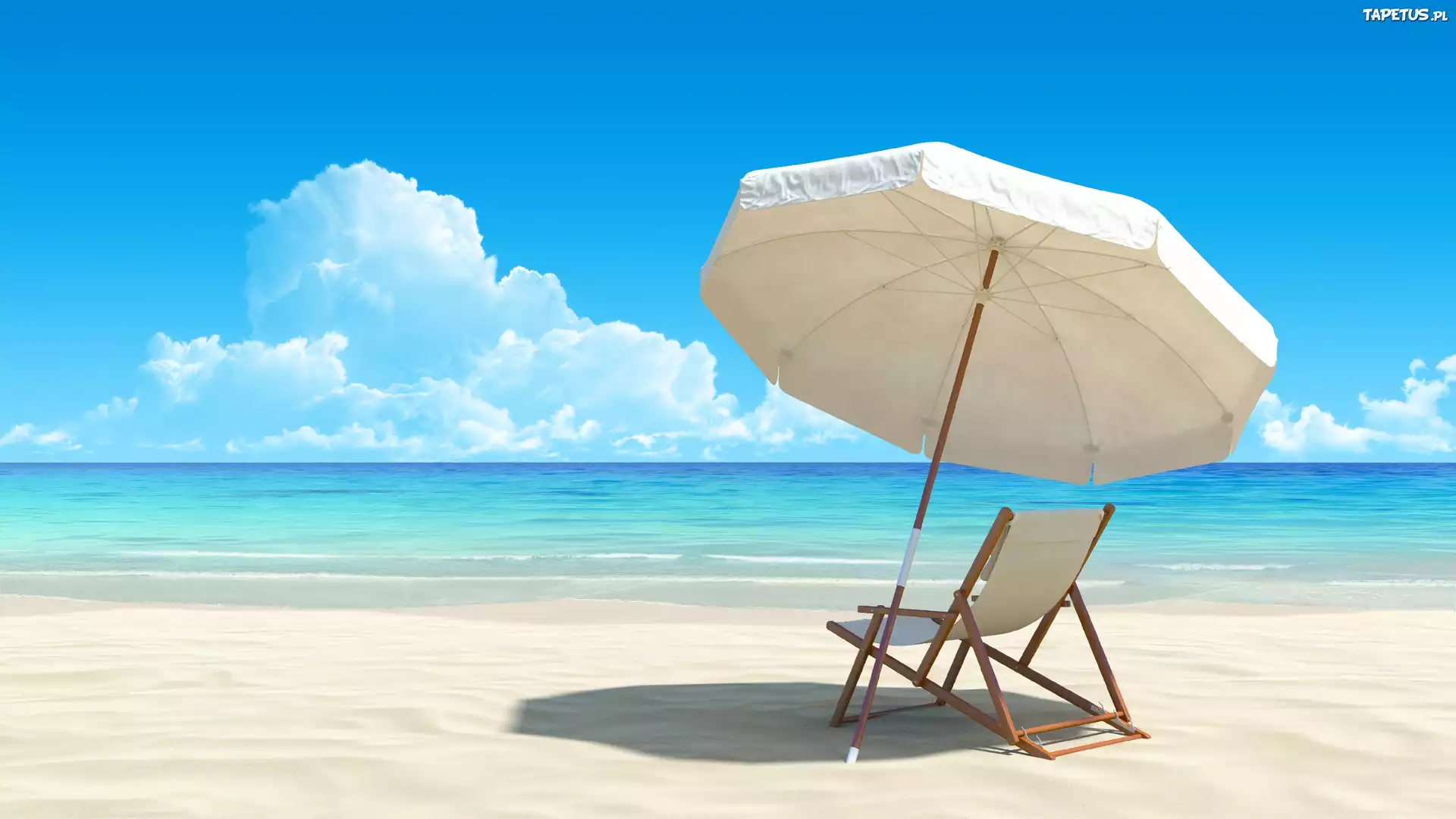 Niebo, Morze, Plaża, Parasol, Leżak