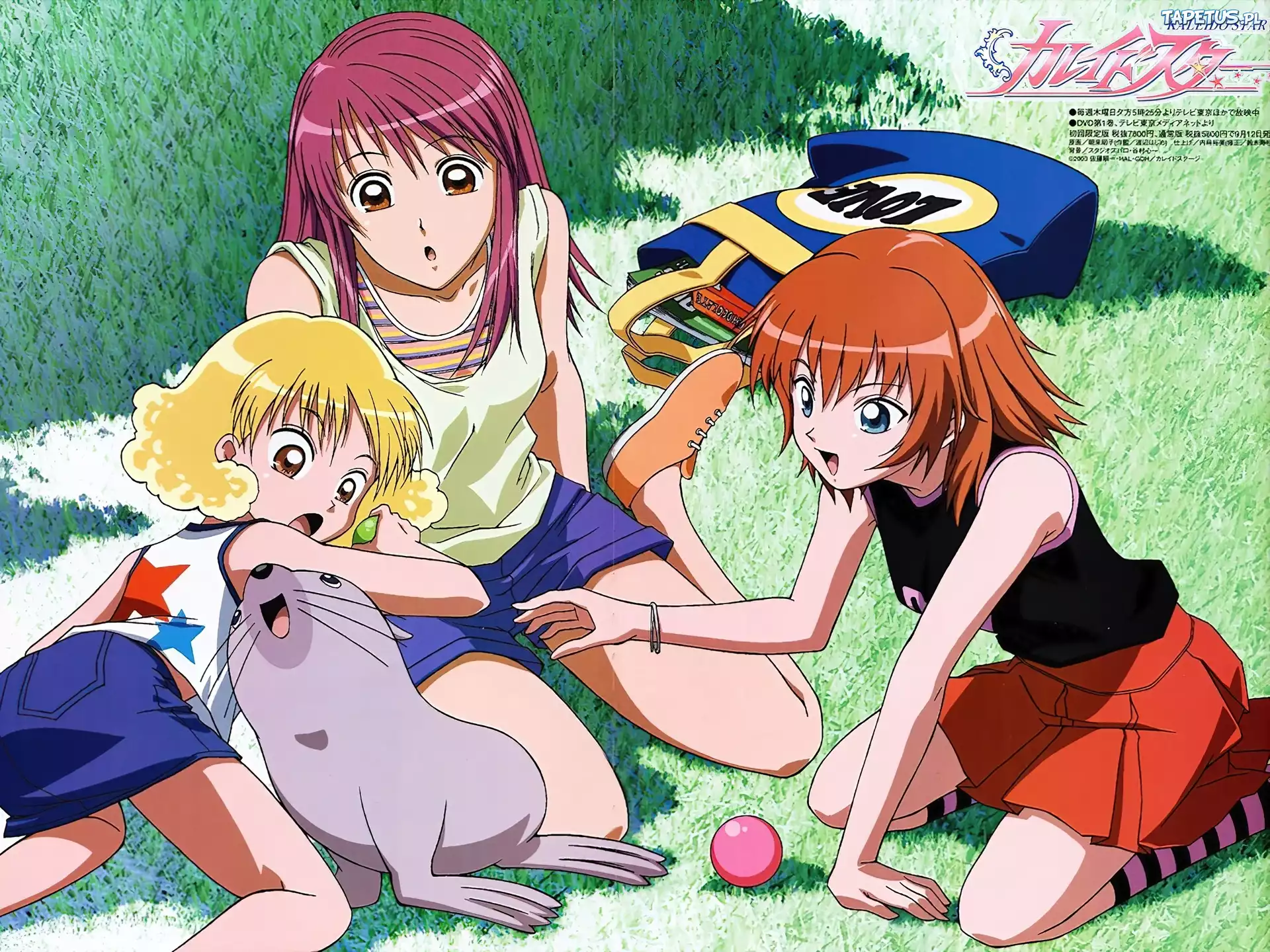 Kaleido Star, dzieci, foka, trawa, zabawa