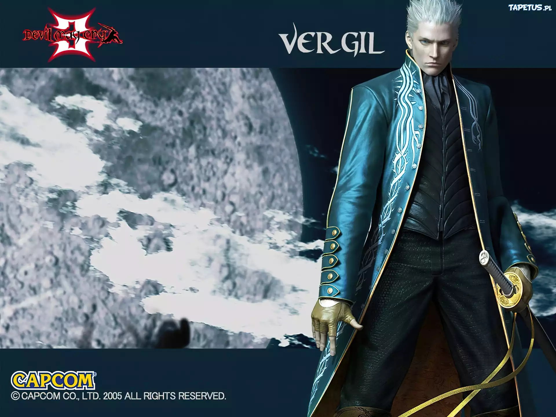 Devil May Cry, postać, mężczyzna miecz, peleryna