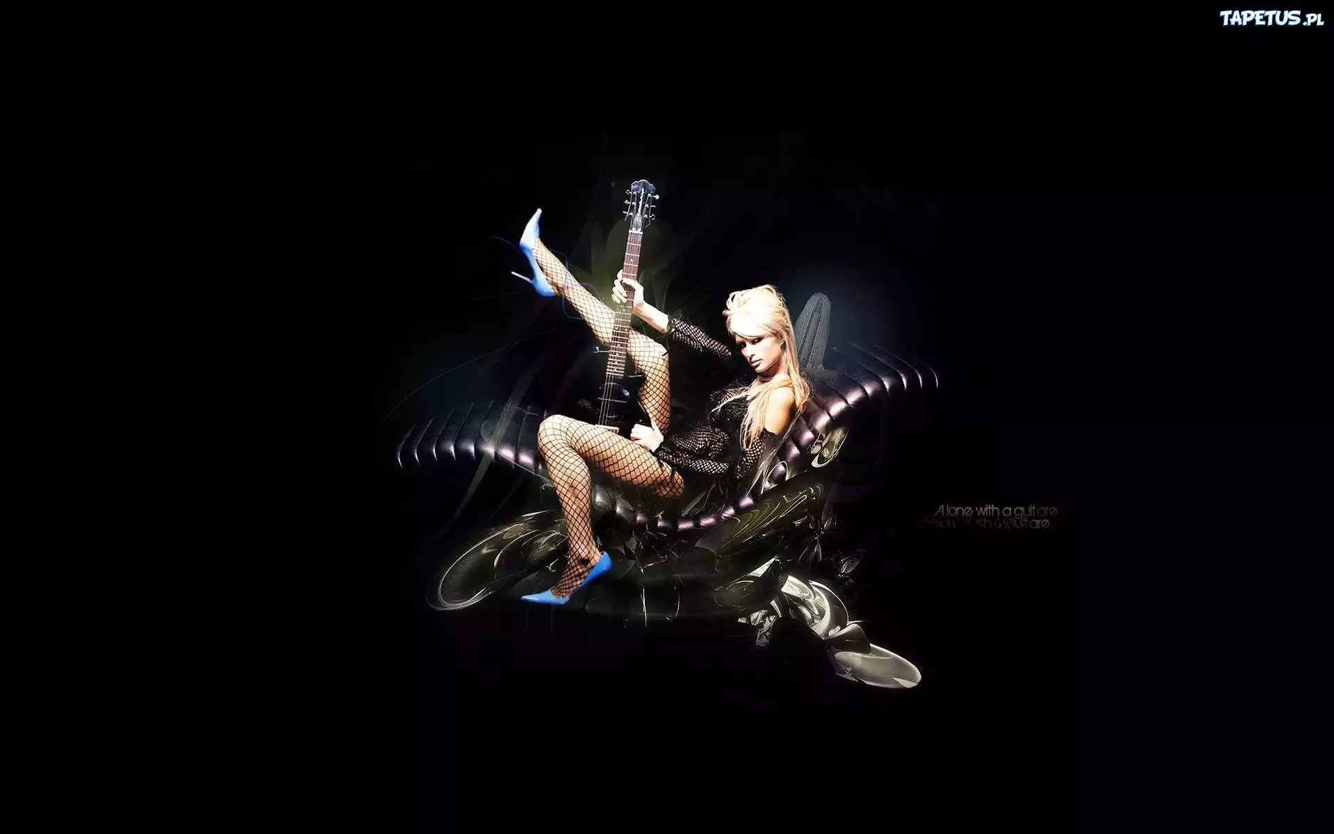 Kobieta, Gitara, Paris, Hilton, Blondynka