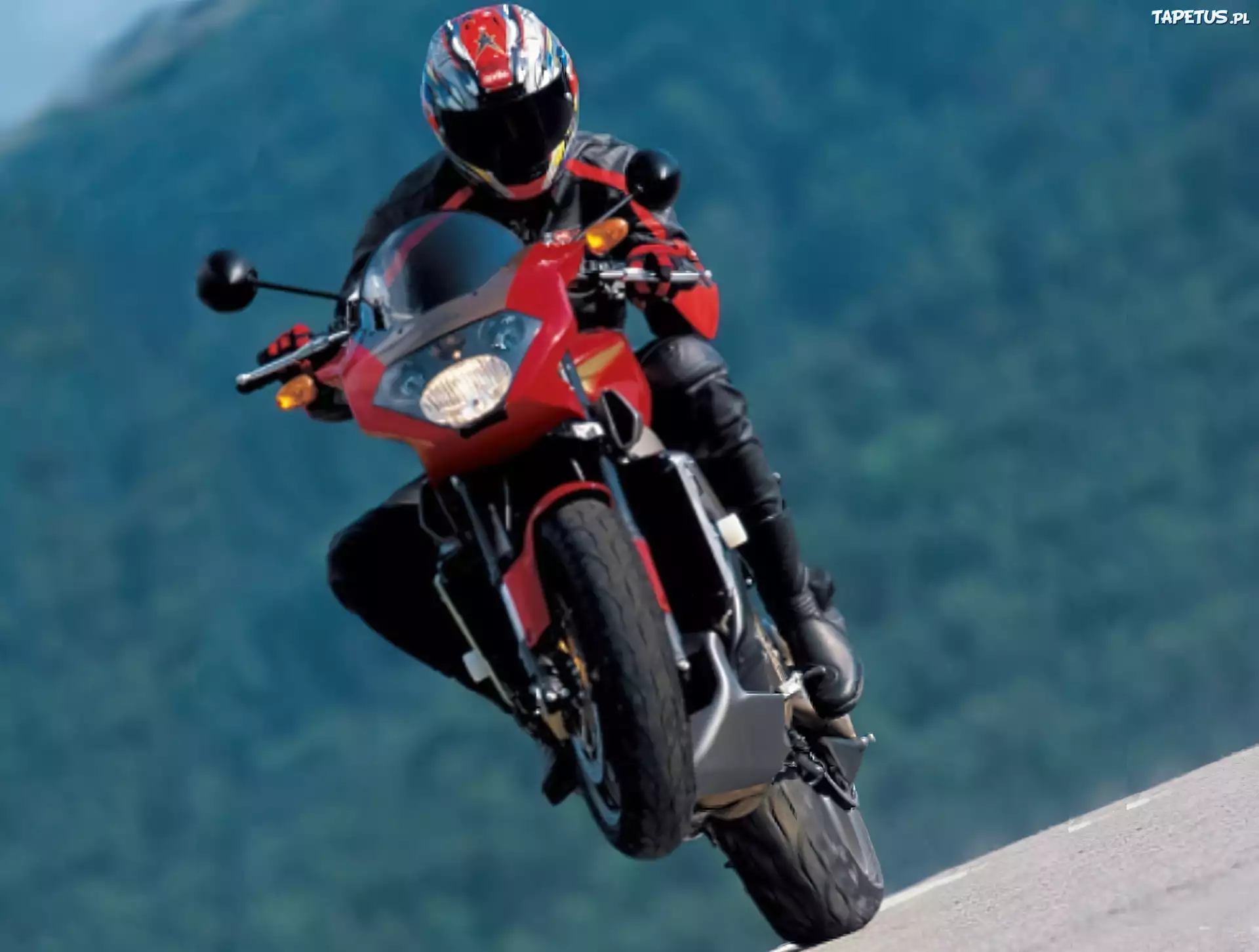 Jazda na Kole, Kask, Motocyklista ,Aprilia RSV4, Sportowe, Ścigacze