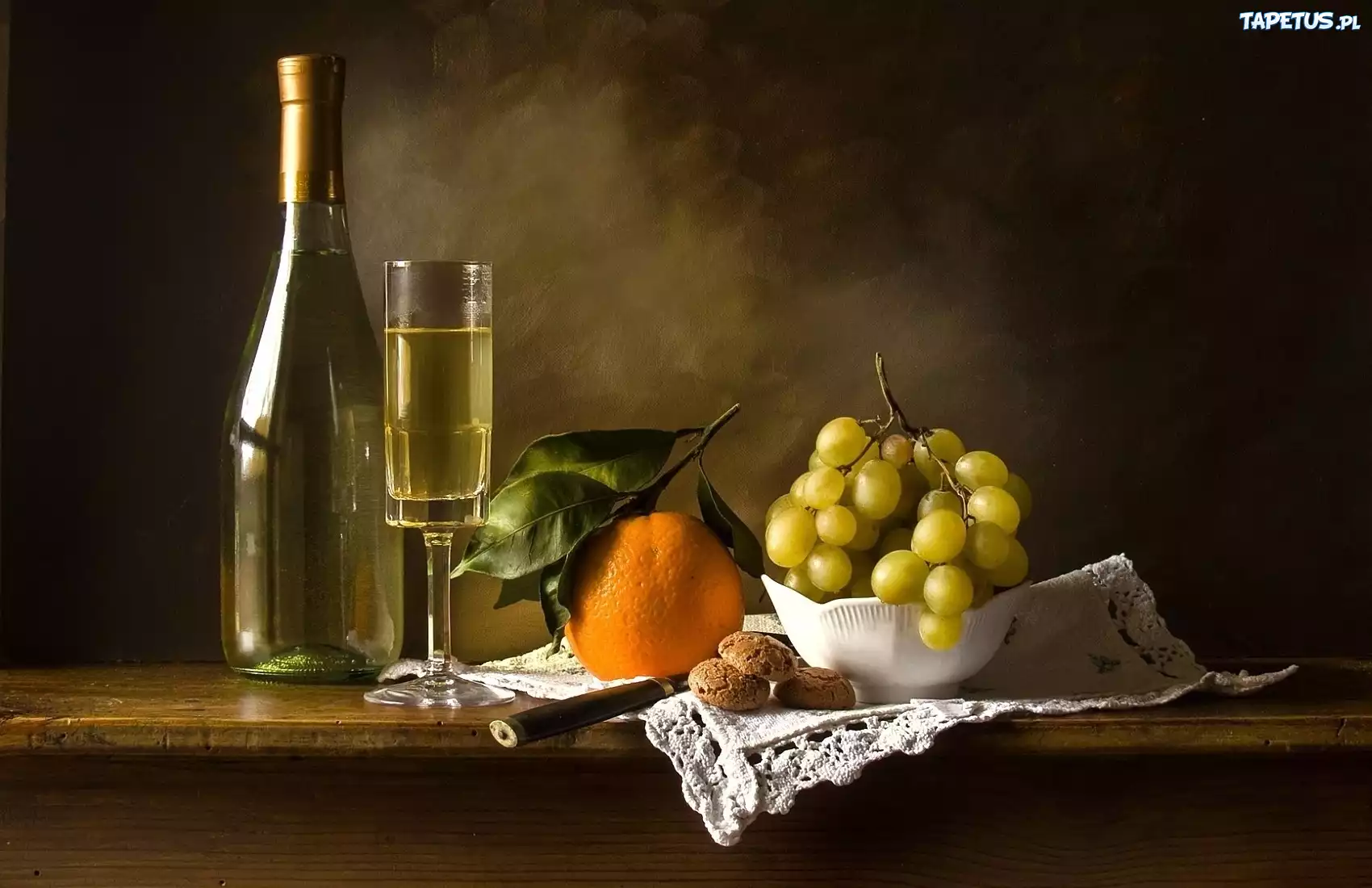 Winogrona, Pomarańcza, Butelka, Wino