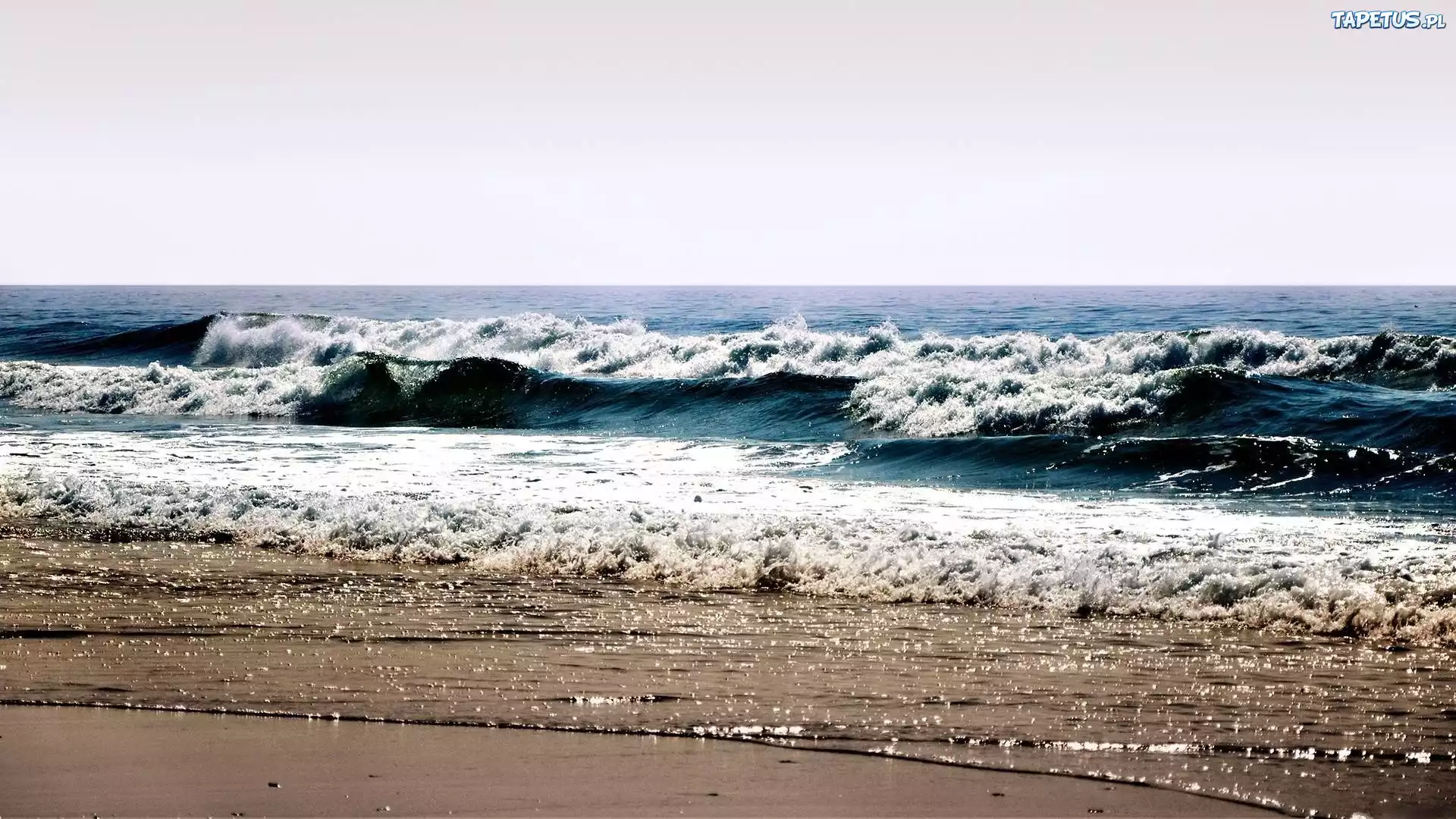 Morze, Fale, Plaża, Piasek