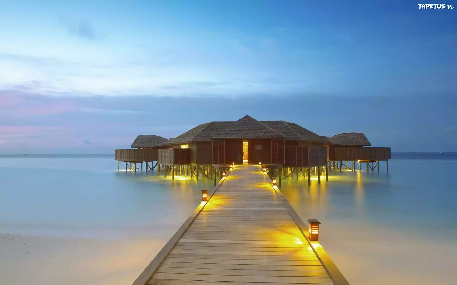 Malediwy, Molo, Morze, Hotelik