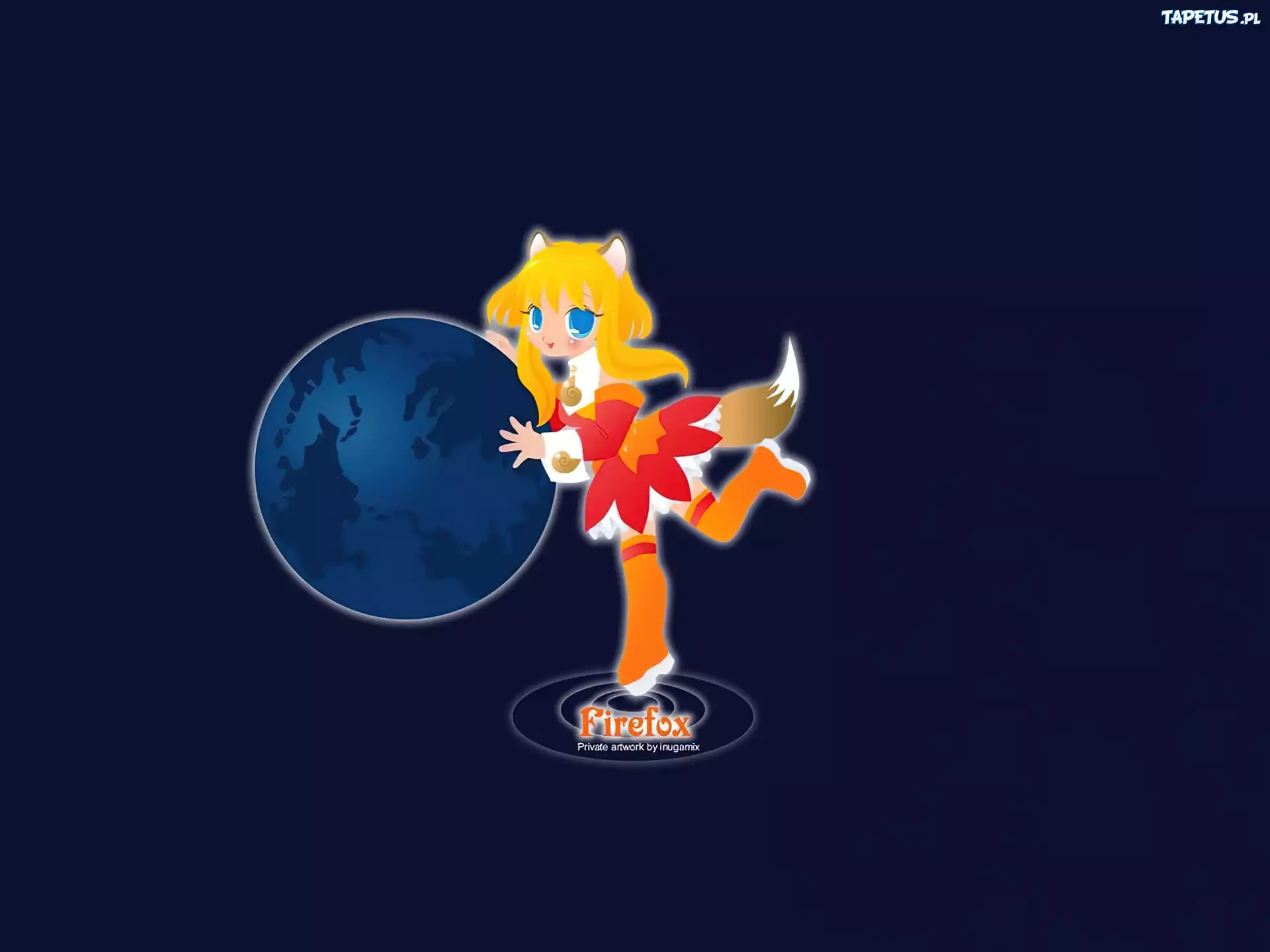 FireFox, ziemia, manga, lis, kobieta, grafika