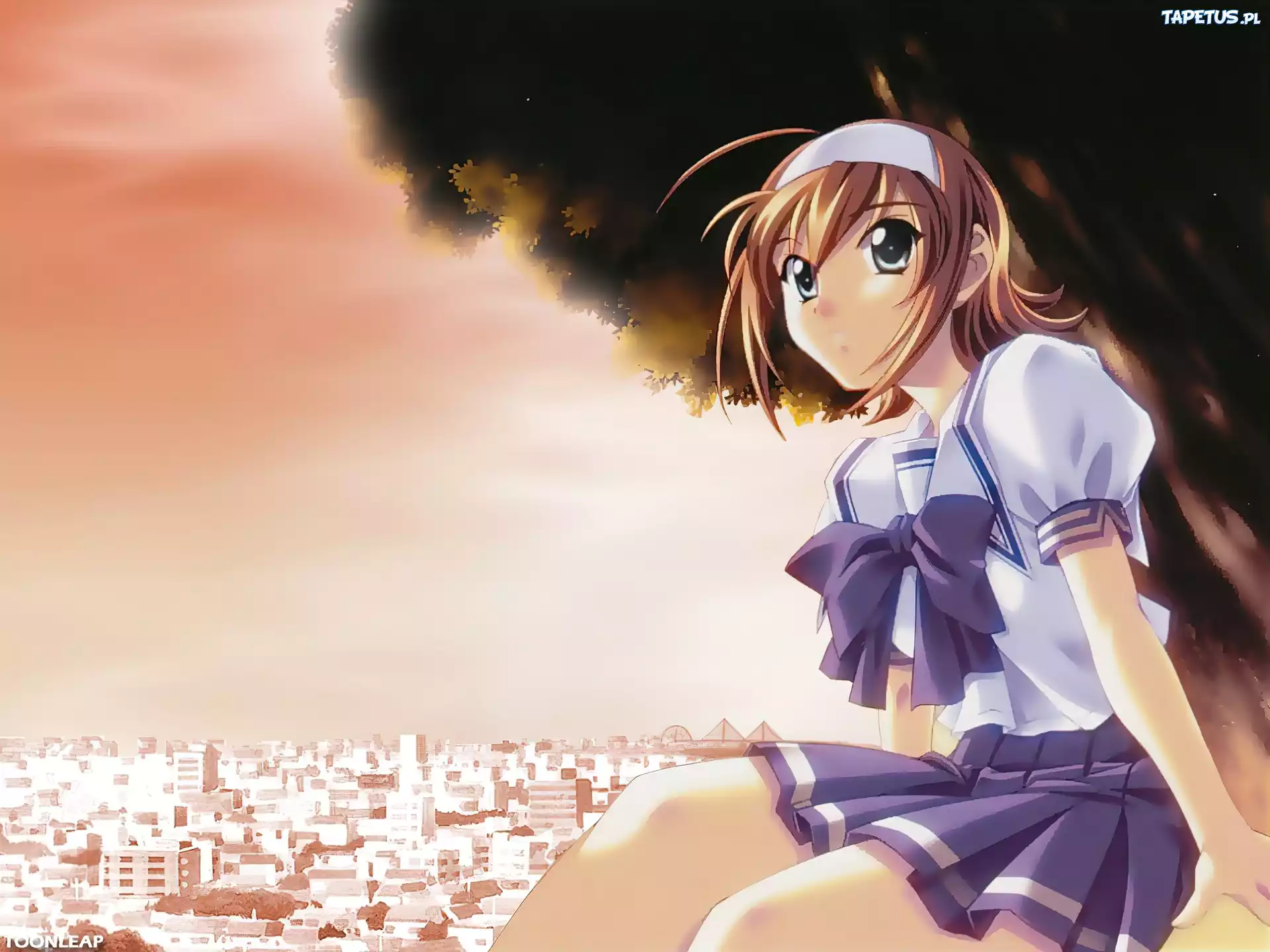 panorama, miasto, kobieta, Kimi Ga Nozmu Eien