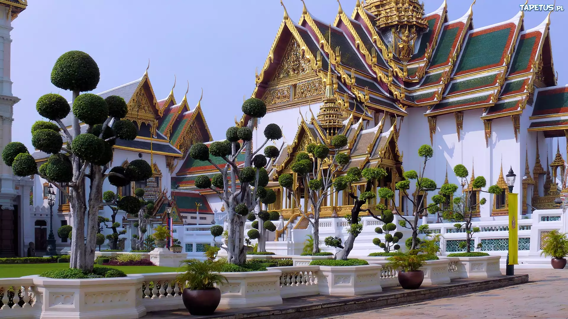 Bangkok, Pałac, Ozdobne, Drzewa
