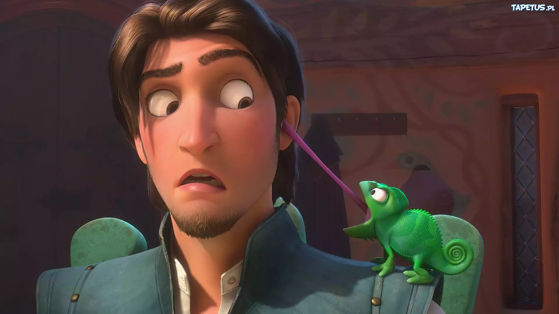 Zaplątani, Tangled, Flynn, Kameleon, Język